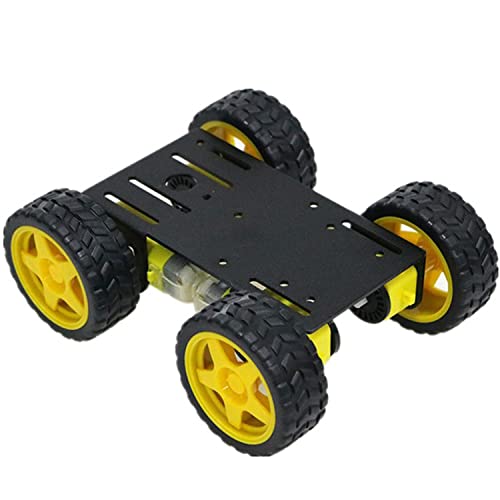 Professional 4WD Robot Smart Car Chassis Kit C101 with Speed Encoder TT Motor, Metal Wheeled Robotic Model Sciences Experiment Platform for Arduino/Raspberry Pie/Microbit STEAM Competition - color: Black