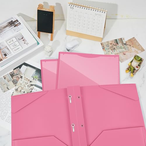 Henoyso 36 Pcs Plastic Folder with Clear Front Pocket, Pink - color: Pink