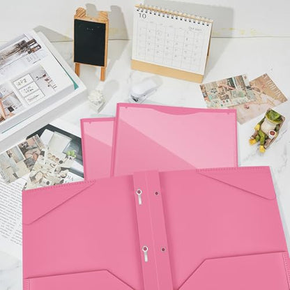 Henoyso 36 Pcs Plastic Folder with Clear Front Pocket, Pink - color: Pink