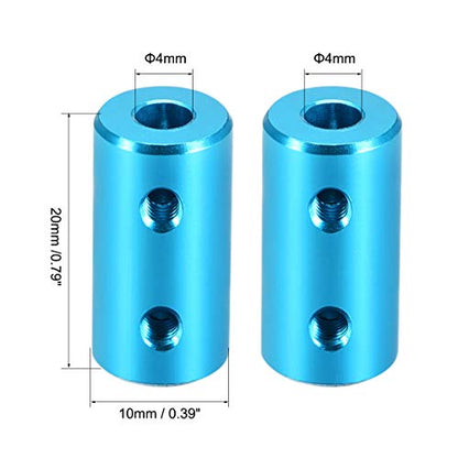 uxcell 4mm to 4mm Bore Rigid Coupling Set Screw L20XD10 Aluminum Alloy,Shaft Coupler Connector,Motor Accessories,Light Blue,2pcs - size: 4mm to 4mm
