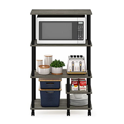 Furinno Turn-N-Tube 4-Tier Toolless Kitchen Storage Shelf Cart, French Oak Grey/Black - color: French Oak Grey/Black, size: 4-Tier