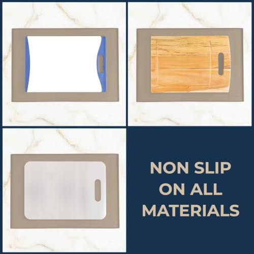 GASARÉ, Non Slip Cutting Board Mat, Grip Mat Pad, Under Kitchen Cutting Board, Raised Edges, Extra Large, Easy to Clean, 19 x 13 Inches, Taupe - color: Taupe