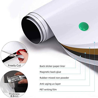 ZHIDIAN Magnetic Whiteboard Sticker for Wall/Door, 60" x 36" Large Self Adhesive White Board Wallpaper, Whiteboard Contact Paper, Large Dry Erase Sheet/Film for Office/Home/School - size: 60"W x 36"H
