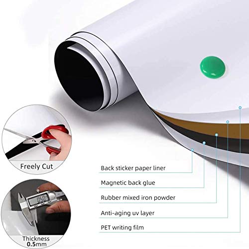 ZHIDIAN Magnetic Whiteboard Sticker for Wall/Door, 60" x 36" Large Self Adhesive White Board Wallpaper, Whiteboard Contact Paper, Large Dry Erase Sheet/Film for Office/Home/School - size: 60"W x 36"H