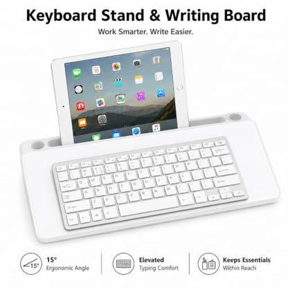 Glass Desktop Whiteboard,Dry Erase Board Buddy Keyboard Stand - color: White