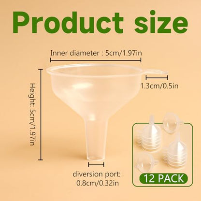 12 Pack Small Funnel,1.96 Inch Small Funnels for Filling Small Bottles, Mini Funnels for Filling Small Bottles,Liquids