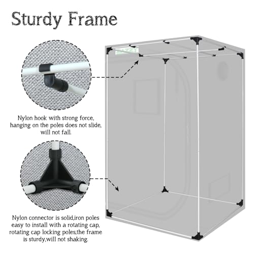 zazzy 4x4 Grow Tent, 48"x48"x78" 600D Mylar Growing Tents for Indoor Plant - size: 48"x48"x78"