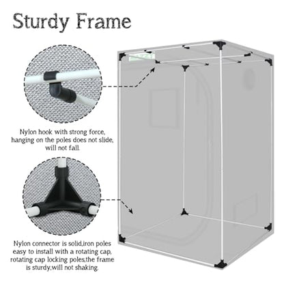 zazzy 4x4 Grow Tent, 48"x48"x78" 600D Mylar Growing Tents for Indoor Plant - size: 48"x48"x78"