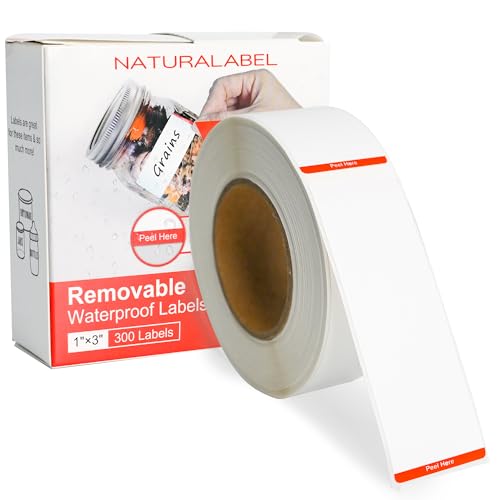 NATURALABEL 300 Removable Freezer Labels with Dispenser, 1" x 3" (Red) - color: Blank-red