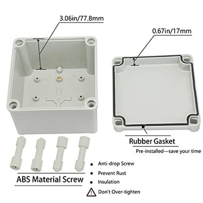 Zulkit Junction Box ABS Plastic Dustproof Waterproof IP67 Junction Boxes Universal Electrical Project Enclosure DIY Electronic Project Box Grey 4.92 x 4.92 x 3.94 inch (125 x 125 x 100 mm) - size: 4.92" x 4.92" x 3.94"