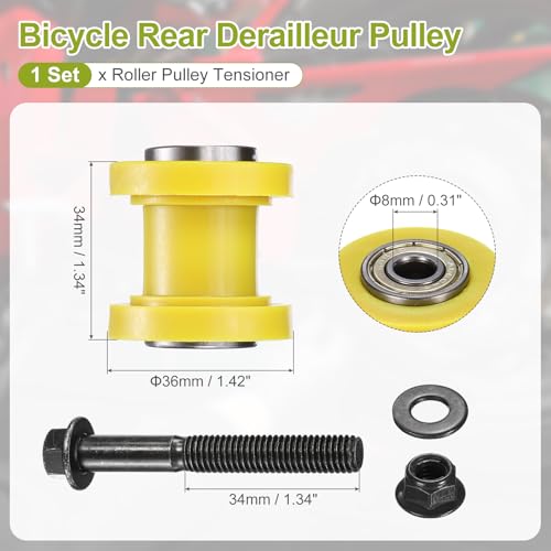 PATIKIL 8mm Grooved Roller Pulley Tensioner Chain Roller Pulley Mini Yellow - color: Yellow