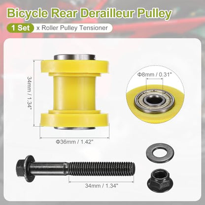 PATIKIL 8mm Grooved Roller Pulley Tensioner Chain Roller Pulley Mini Yellow - color: Yellow