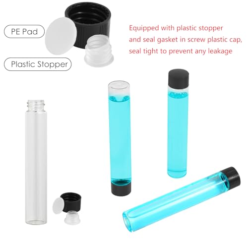 25PCS 30ml Clear Glass Small Vials with Screw Caps & Plastic Stoppers - size: 30ml