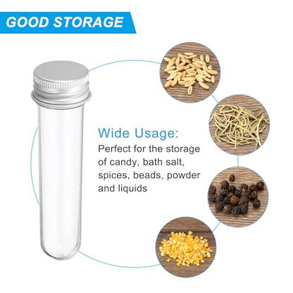 PATIKIL 12Pcs 30ml Plastic Test Tubes with Screw Caps 109x24mm Tubes Silver - color: Silver Tone, size: 30ml