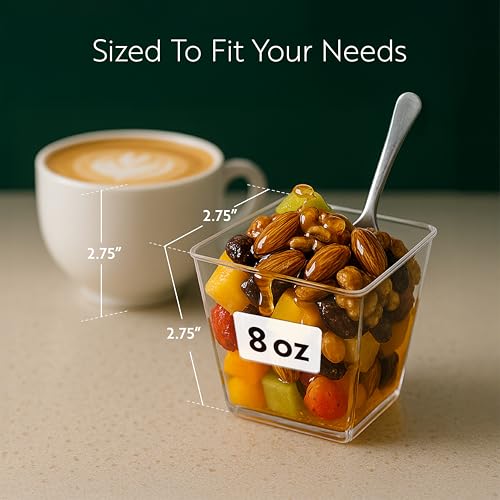 Restaurantware 8 Ounce Large Kova Cups 20 Disposable Dessert Tumbler - Lids Sold Separately Sturdy Clear Plastic Appetizer Cups For Mousse Layered Cakes At Catered Events - color: Clear, size: 8 oz