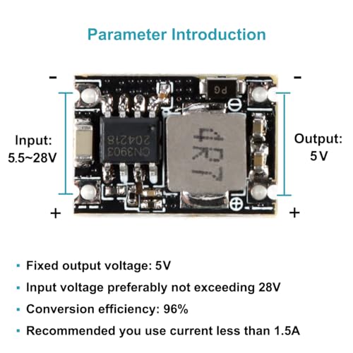 5V Buck Converter Module 5 Packs DC 5-30V to 5V Step-Down Regulator Board 1.8A Output for Arduino, ESP32, 12V/24V Systems, DIY Electronics - style: 5PCS-5V-Black