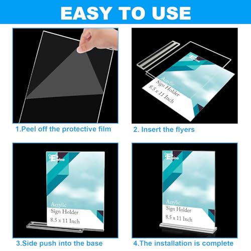 EHWINE Acrylic Sign Holder 8.5 x 11, 18 Pack Double-Sided Stand up Table Top Sign Holders, Clear Acrylic Picture Frame Menu Flyer Paper Holder Display Stand for Office Business Store Wedding Party - size: Vertical 18 Pack 8.5x11 Inch