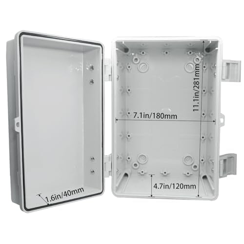 Waterproof Electrical Box Dustproof Junction Box Weatherproof IP67 ABS Plastic Enclosure Switch Router Project Box with Mounting Plate with Wall Bracket 2 Cable Glands Grey 11.8"x7.9"x6.7" - color: Grey, size: 11.8" x 7.9" x 6.7" 1pc