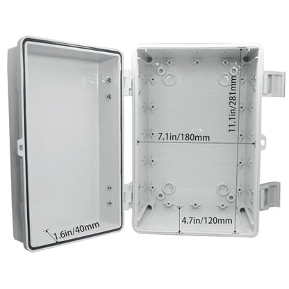 Waterproof Electrical Box Dustproof Junction Box Weatherproof IP67 ABS Plastic Enclosure Switch Router Project Box with Mounting Plate with Wall Bracket 2 Cable Glands Grey 11.8"x7.9"x6.7" - color: Grey, size: 11.8" x 7.9" x 6.7" 1pc