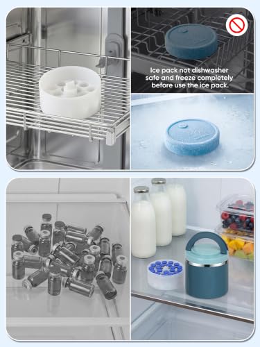 3ml Peptide Case for Fridge, 20slots Peptides Vial Jar with Ice Pack Blue - color: 20slots Blue Jar+ice Pack