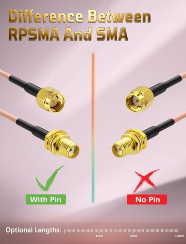 Superbat SMA Male to SMA Female Bulkhead RG316D Cable 3ft 50 Ohm 2-Pack - size: 3ft