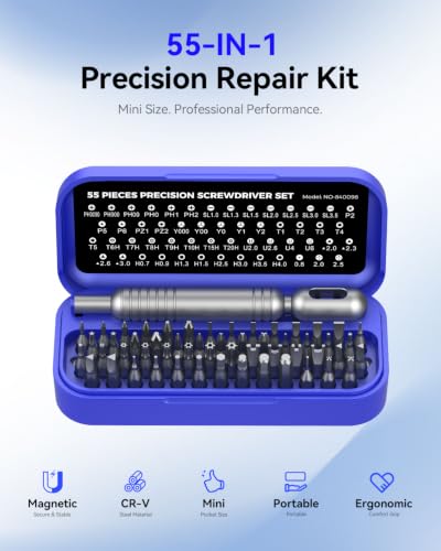 LIFEGOO 55-in-1 Precision Screwdriver Set Mini Magnetic Repair Tool Kit - color: Blue, size: 55 in 1