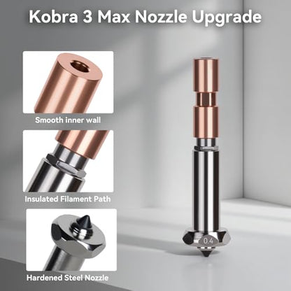 Kobra 3 Max Hotend Upgrade, All-Metal Extruder Replacement with 0.4/0.6/0.8mm Quick-Swap Hardened Steel Nozzles and Silicone Cover Compatible with Anycubic Kobra 3 Max/Combo 3D Printer