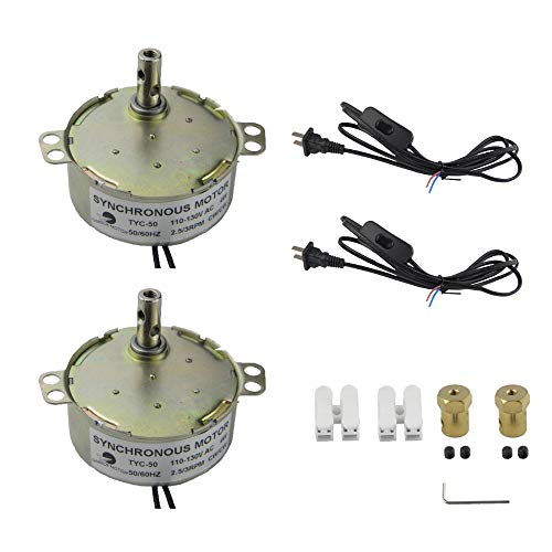 CHANCS 2PCS Synchron Motor Electric 110V TYC-50 2.5-3RPM with 7mm Flexible Coupling Connector and Power Cord Switch Plug for Cup Turner,Hand-Made - size: 2PCS, style: Motor+Coupling+Clamp+Wire