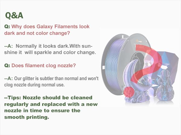 LOVOON 3D PLA Filament 1.75mm Bundle Sparkle in Sunlight Filament Glitter, Burnt Titanium 3D Printer Filament, Galaxy red/Purple Blue/Blue/Green, Galaxy Bundle, 0.8KG(200g*4 Spools)/Bundle - color: Galaxy Glitter Bundle, size: 0.8 kg