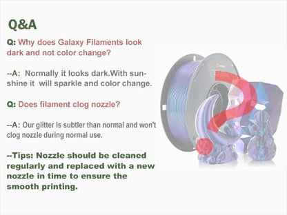 LOVOON 3D PLA Filament 1.75mm Bundle Sparkle in Sunlight Filament Glitter, Burnt Titanium 3D Printer Filament, Galaxy red/Purple Blue/Blue/Green, Galaxy Bundle, 0.8KG(200g*4 Spools)/Bundle - color: Galaxy Glitter Bundle, size: 0.8 kg
