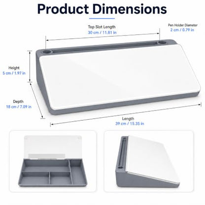 Glass Desktop Whiteboard,Dry Erase Board Buddy Keyboard Stand - color: Grey