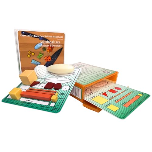 ARD Culinary Knife Cuts 3D Visual Model Set IV-A Level III (advanced) Educational Culinary Training Tool Set for Precision Knife Skills with 3D Template Guides
