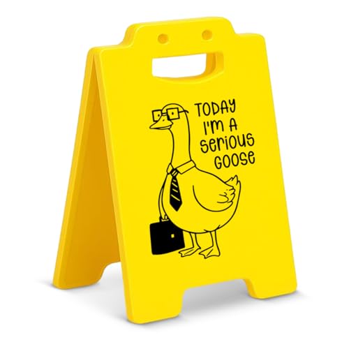 Funny Silly Goose Office Desk Decor - Today I'm a Serious Goose Cubicle Decor - Fun Gag Gifts for Coworkers Colleagues Staff - color: color-G