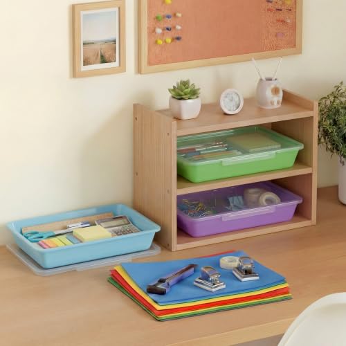 Tinlade 6 Pcs Classroom Paper Storage Bins with Lids, 13x10, Macaron - color: Macaron