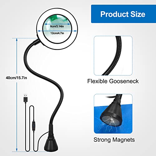 Magnetic Magnifying Lamp Soldering Flexible Gooseneck 10x&5X - color: Gray