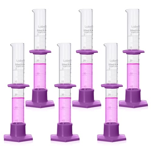 6pcs 50ml Graduated Cylinders, 3.3 Borosilicate Glass, LVE003 - color: 50ml