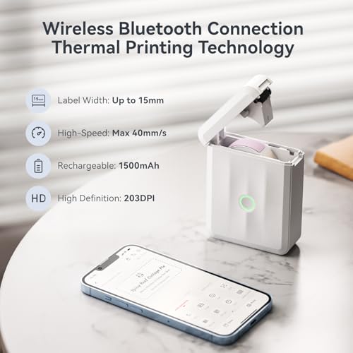 NIIMBOT D110 Upgraded Version Mini Label Maker Machine with 3 Tapes, White - color: White, style: Printer + 3 Tapes