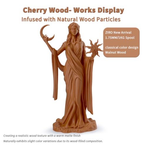 ZIRO 1.75mm PLA Filament, Contain Real Wood Powders, 2.2lbs Cherry Wood - color: Cherry Wood