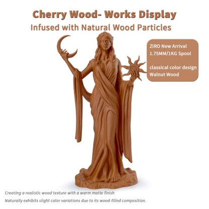ZIRO 1.75mm PLA Filament, Contain Real Wood Powders, 2.2lbs Cherry Wood - color: Cherry Wood
