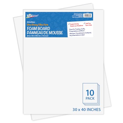 Royal Brites Premium White Foam Board 30” x 40”, Sturdy & Lightweight 3/16" Thick Board for Art, Work Presentations, & School Projects, Pack of 10 - color: White, size: 30" x 40", 10 Shets