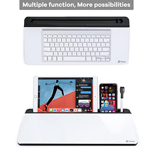 Varhomax Glass Desk Whiteboard with Storage, Desktop Organizer - color: Black&white