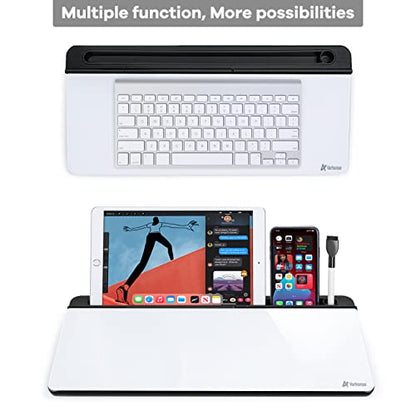 Varhomax Glass Desk Whiteboard with Storage, Desktop Organizer - color: Black&white