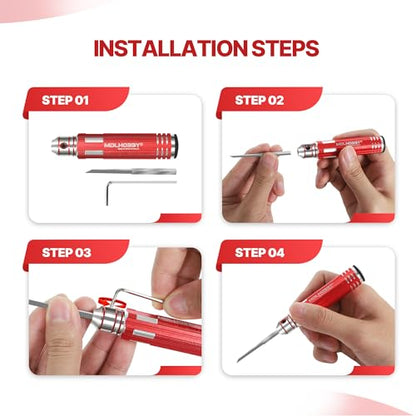 Metal Scribe Tool with 7 Blades (0.1/0.2/0.4/0.6/0.8/1.0/2.0mm) - color: Red