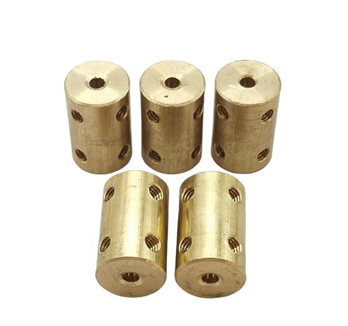 5Pcs 3.17mm to 3.17mm Brass Shaft Couplers,Bore Rigid Coupling Set with Screws and Wrench for 3D Printer DIY Encoder Car Model Shaft RC Robot - size: 3.17mm to 3.17mm