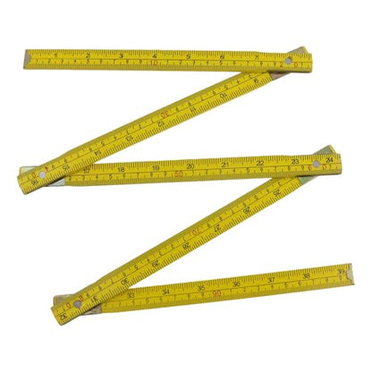 Quluxe Folding Wood Ruler, Foldable Ruler, Fold Up Design Rulers - size: 1.5m (Metric+Imperial,Yellow)