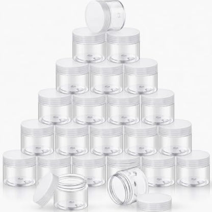 SATINIOR 24 Pieces Clear Plastic Jars with Lids, Transparent Lid, 2 oz - color: Transparent Lid, size: 2 oz