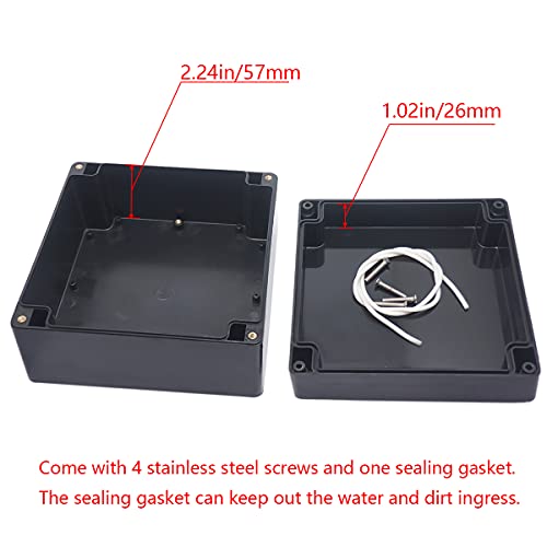 Project Box ABS Black Electrical Boxes IP65 Outdoor Waterproof Box Electronic Junction Box Power Enclosure with Cable Glands for DIY Project 6.3 x 6.3 x 3.54 inch (160x160x90mm) - size: 6.3"x6.30"x3.54"