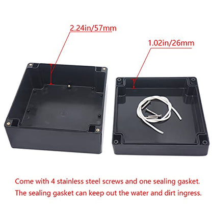 Project Box ABS Black Electrical Boxes IP65 Outdoor Waterproof Box Electronic Junction Box Power Enclosure with Cable Glands for DIY Project 6.3 x 6.3 x 3.54 inch (160x160x90mm) - size: 6.3"x6.30"x3.54"