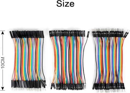 Breadboard Jumper Wires, Multicolored Dupont Wire, 40pin Male to Female Compatible with Arduino Projects (120 PCS Assorted (40pcs MM/ 40pcs FF/ 40pcs F-M), 4 inch (10 cm)) - size: Dupont Wire Kit(10m)