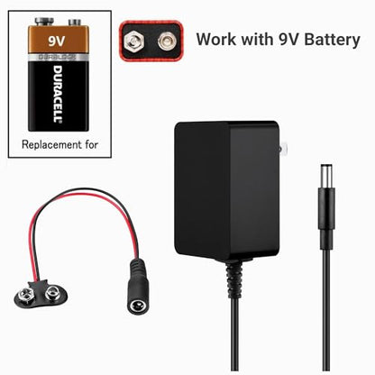 9v Battery Eliminator Snap Connector Conversion Adapter to 5.5mm Female DC Barrel Jack Connection Only - Replace 9-Volt Batteries